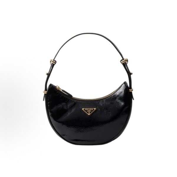 PRADA Arque Naplak hand-held shoulder bag for both men and women, black couple style